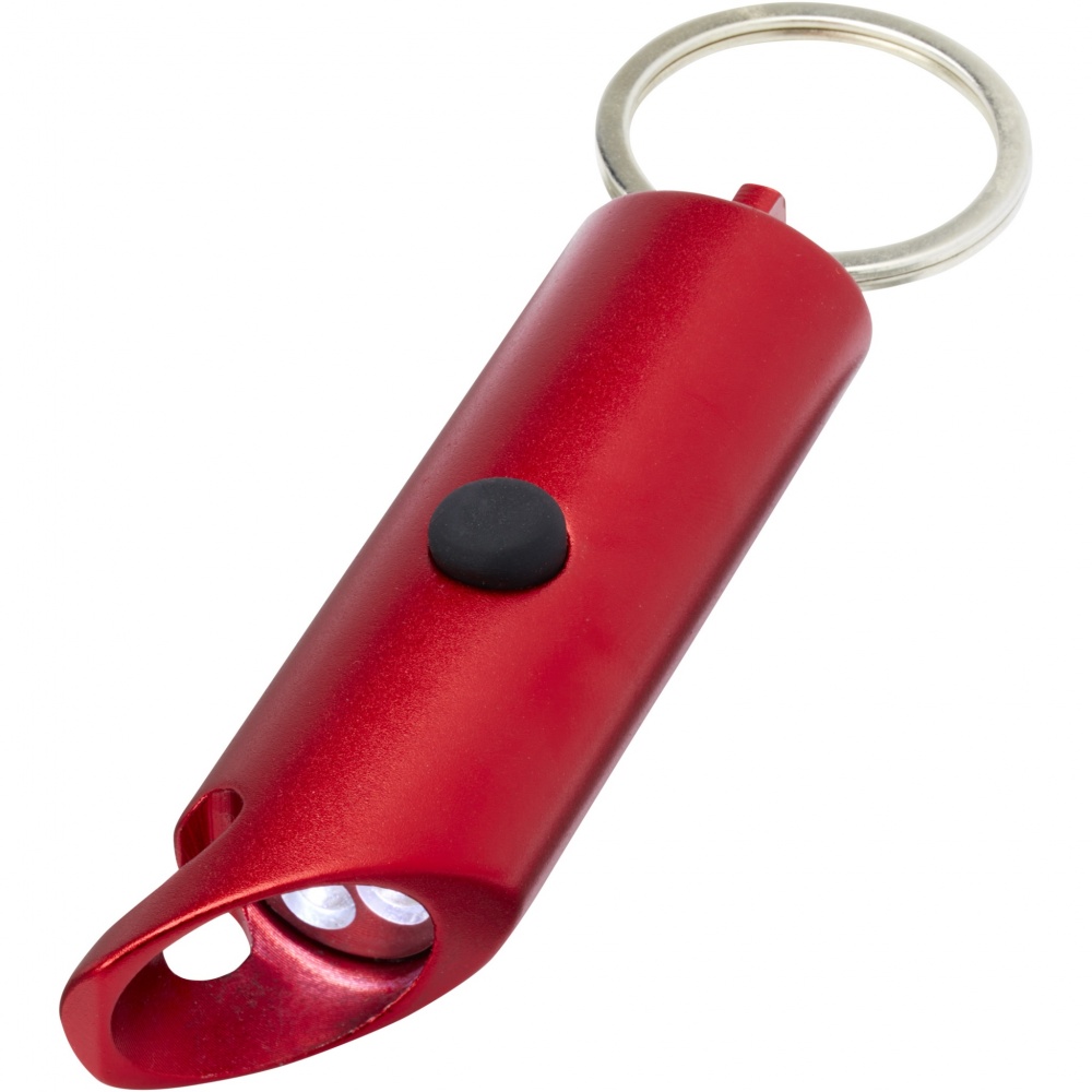 Logo trade promotional items picture of: Flare RCS recycled aluminium IPX LED light and bottle opener with keychain