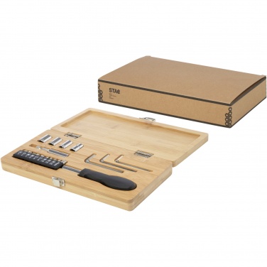 Logo trade corporate gifts image of: Rivet 19-piece bamboo/recycled plastic tool set