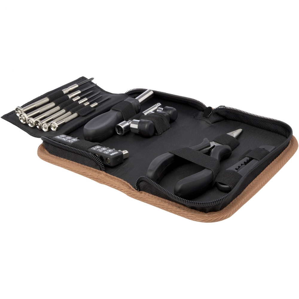 Logotrade business gift image of: Spike 24-piece RCS recycled plastic tool set with cork pouch