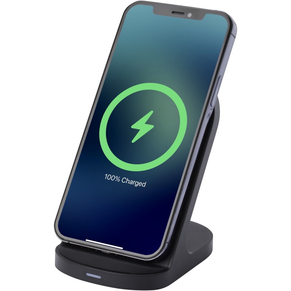 Logotrade corporate gift image of: Loop 15W dual coil RCS recycled plastic wireless charging stand