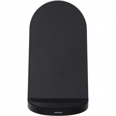 Logo trade advertising products picture of: Loop 15W dual coil RCS recycled plastic wireless charging stand