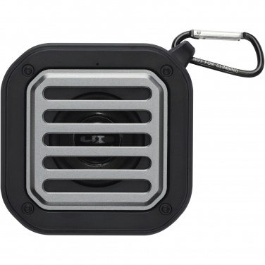 Logo trade advertising products picture of: Solo 3W IPX5 RCS recycled plastic solar Bluetooth® speaker with carabiner 