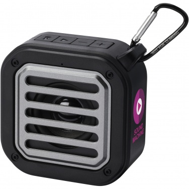 Logotrade promotional merchandise photo of: Solo 3W IPX5 RCS recycled plastic solar Bluetooth® speaker with carabiner 