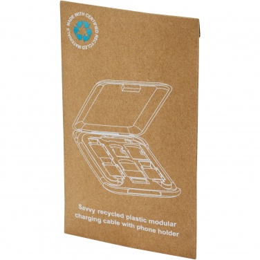 Logo trade corporate gifts picture of: Savvy recycled plastic modular charging cable with phone holder