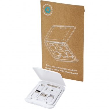 Logo trade advertising products image of: Savvy recycled plastic modular charging cable with phone holder