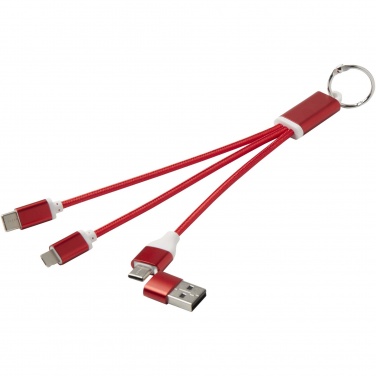 Logo trade promotional product photo of: Metal 4-in-1 recycled aluminium charging cable with keychain