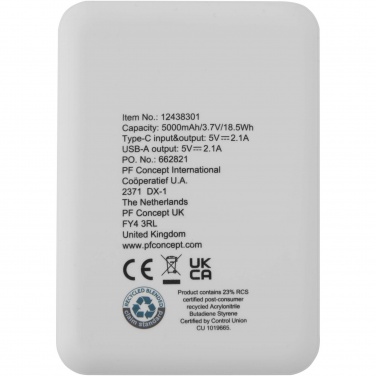 Logotrade promotional giveaway image of: Asama 5000 mAh Type-C recycled plastic power bank