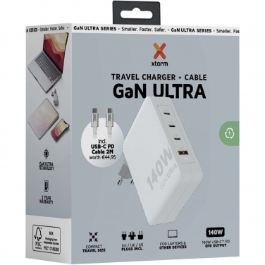 Logo trade promotional item photo of: Xtorm XVC2140 GaN Ultra 140W travel charger with 240W USB-C PD cable