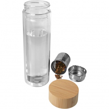 Logotrade advertising product image of: Bailey 400 ml borsilicate glass infuser bottle with bamboo lid
