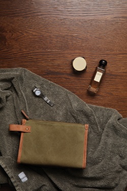 Logo trade corporate gifts picture of: VINGA Bosler GRS recycled canvas toiletry bag