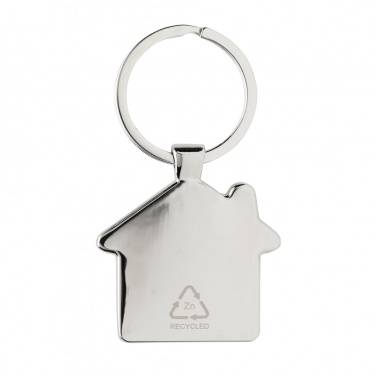 Logo trade promotional items picture of: RCS recycled zinc alloy house keychain with bamboo