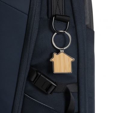 Logotrade promotional item picture of: RCS recycled zinc alloy house keychain with bamboo