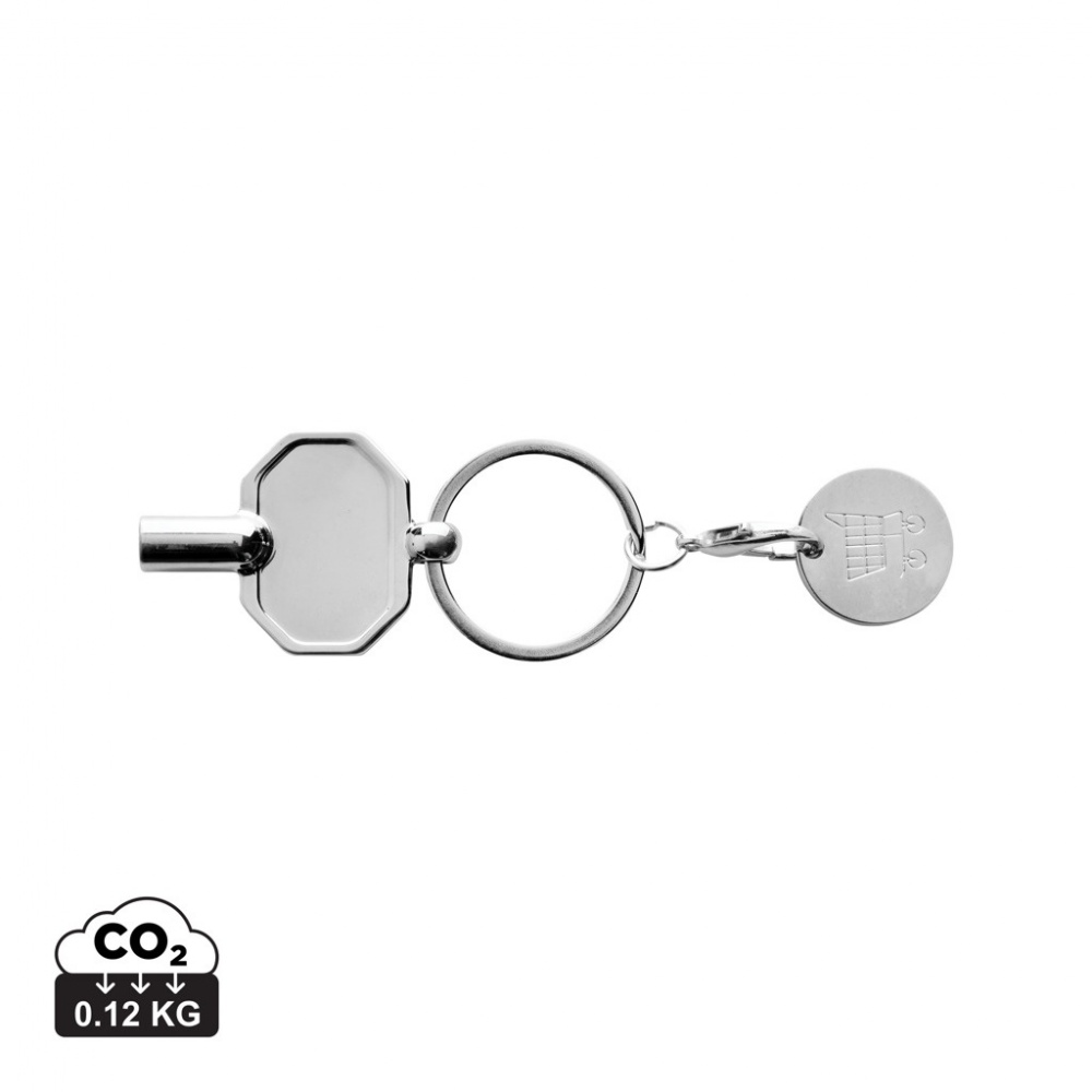 Logo trade promotional giveaways picture of: RCS recycled zinc alloy radiator key keychain with coin