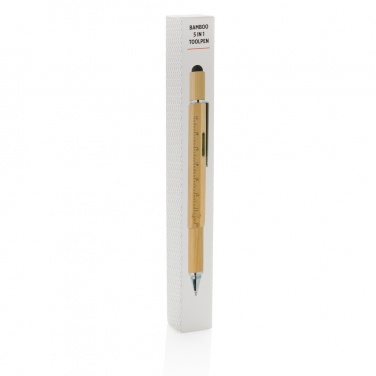 Logo trade promotional giveaway photo of: Bamboo 5-in-1 toolpen