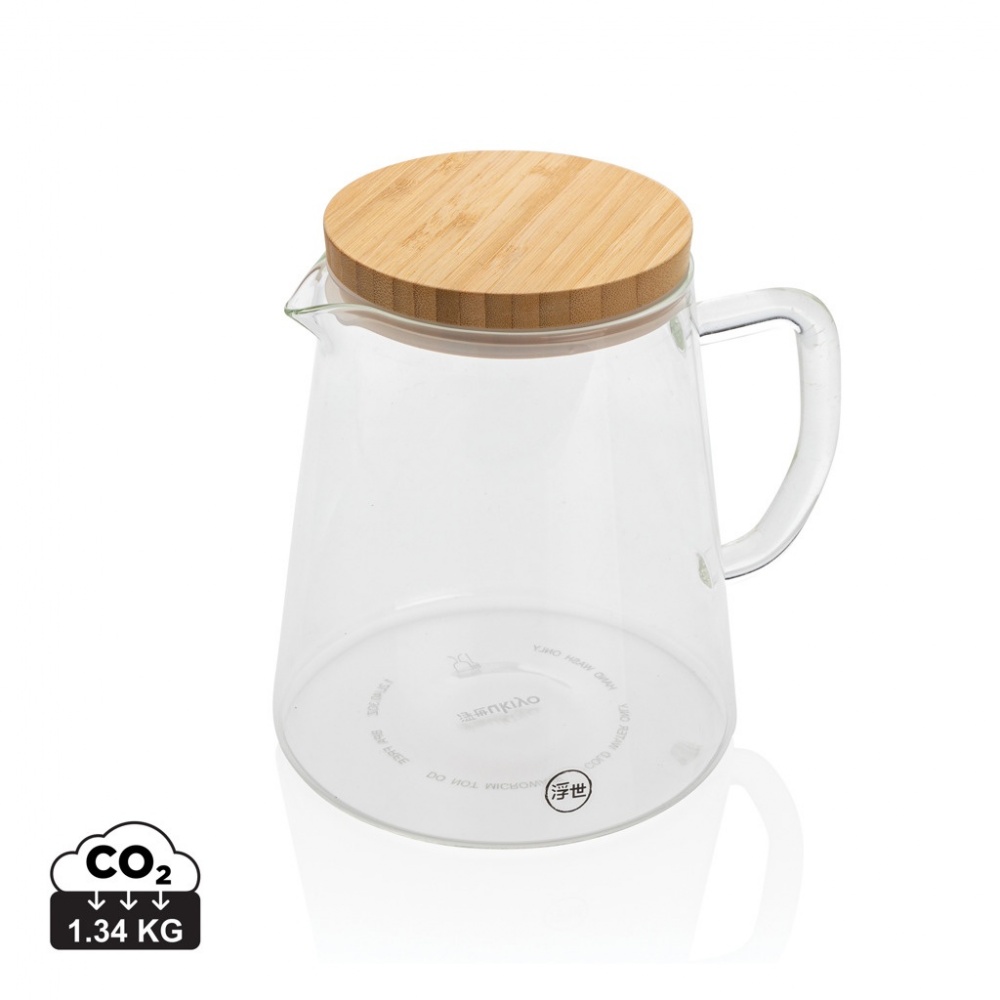 Logotrade advertising product picture of: Ukiyo borosilicate glass carafe with bamboo lid 1.2L