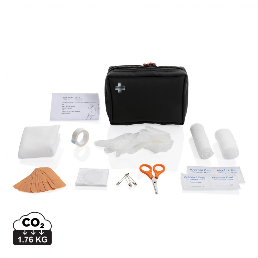 Logo trade promotional giveaway photo of: RCS recycled nubuck PU pouch  first aid set
