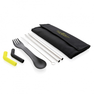 Logo trade promotional items picture of: Tierra 2pcs straw and cutlery set in pouch