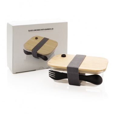 Logo trade corporate gifts image of: Glass lunchbox with bamboo lid