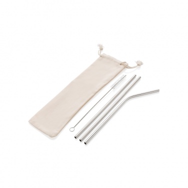 Logo trade promotional gift photo of: Reusable stainless steel 3 pcs straw set