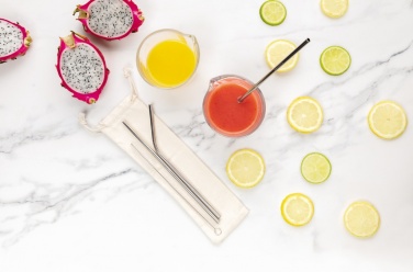 Logo trade promotional merchandise image of: Reusable stainless steel 3 pcs straw set