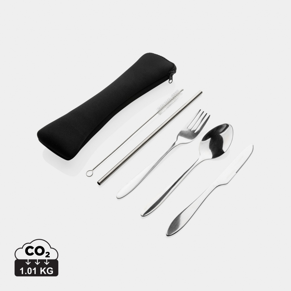 Logo trade promotional giveaways image of: 4 PCS stainless steel re-usable cutlery set