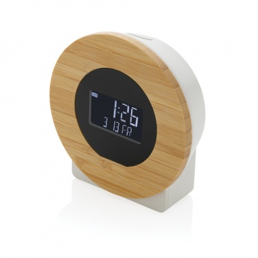 Logo trade promotional item photo of: Utah RCS rplastic and bamboo LCD desk clock