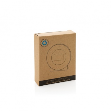 Logo trade promotional item photo of: Utah RCS rplastic and bamboo LCD desk clock