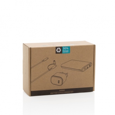 Logo trade promotional gifts image of: Surge RCS recyled PET 20W type C 3 pcs charging set