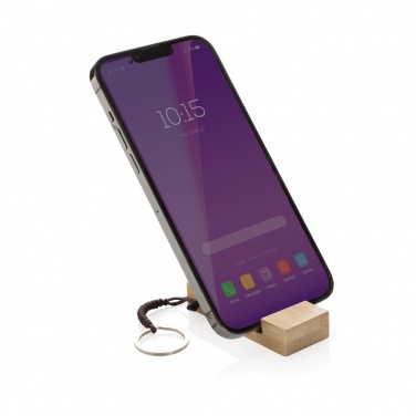 Logo trade advertising product photo of: Standkey bamboo keychain phone stand