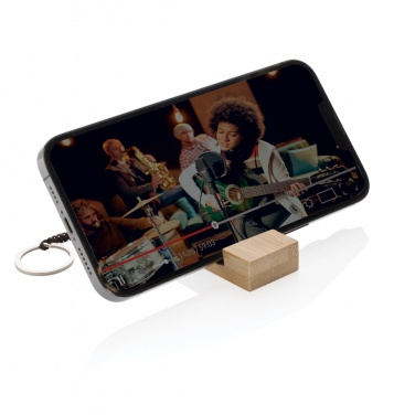 Logo trade corporate gift photo of: Standkey bamboo keychain phone stand