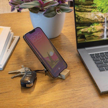Logo trade business gift photo of: Standkey bamboo keychain phone stand
