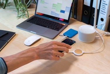Logotrade promotional gift image of: 3-in-1 cable with 5W bamboo wireless charger