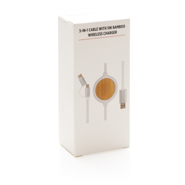 Logotrade advertising product image of: 3-in-1 cable with 5W bamboo wireless charger
