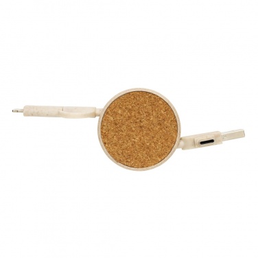 Logotrade advertising products photo of: Cork and Wheat 6-in-1 retractable cable