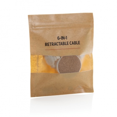 Logotrade corporate gift image of: Cork and Wheat 6-in-1 retractable cable