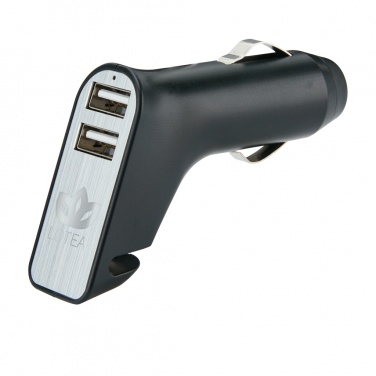 Logo trade business gifts image of: Dual port car charger with belt cutter and hammer