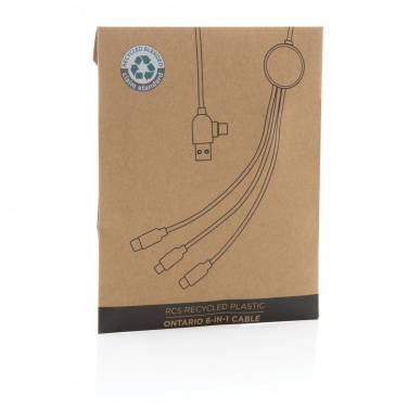 Logotrade promotional merchandise image of: RCS recycled plastic Ontario 6-in-1 cable