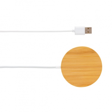 Logo trade promotional item photo of: 10W bamboo magnetic wireless charger