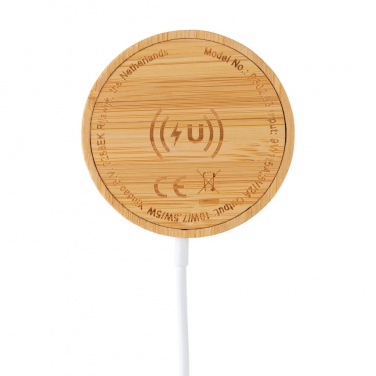 Logo trade advertising product photo of: 10W bamboo magnetic wireless charger