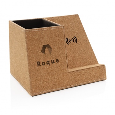 Logo trade advertising products picture of: Cork pen holder and 5W wireless charger