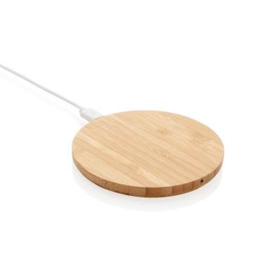 Logotrade promotional products photo of: Bamboo 5W round wireless charger