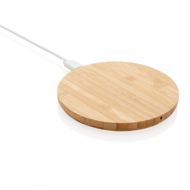 Logo trade promotional item photo of: Bamboo 5W round wireless charger
