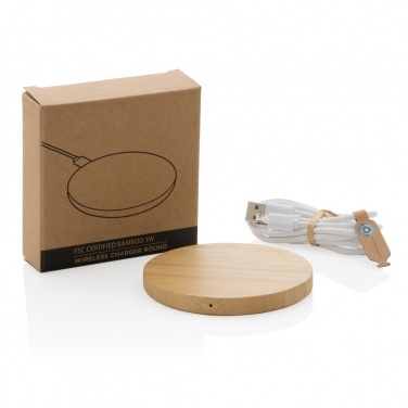 Logotrade advertising product image of: Bamboo 5W round wireless charger