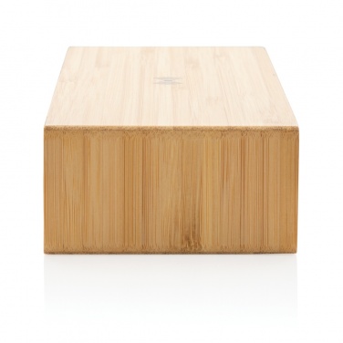 Logo trade advertising products image of: Bamboo alarm clock with 5W wireless charger