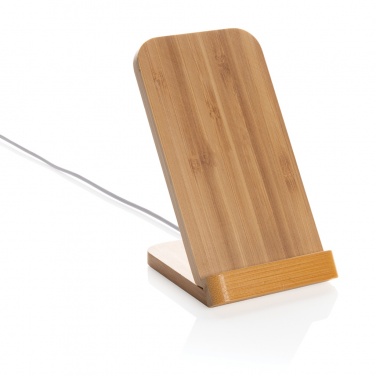 Logo trade promotional items image of: Bamboo 5W wireless charging stand
