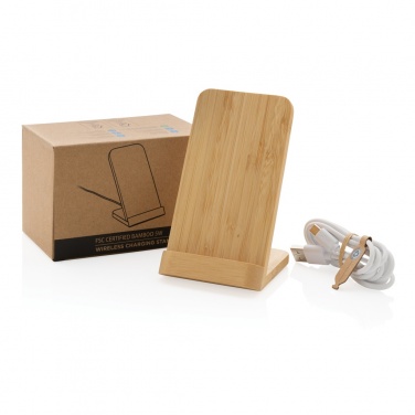Logotrade corporate gift picture of: Bamboo 5W wireless charging stand