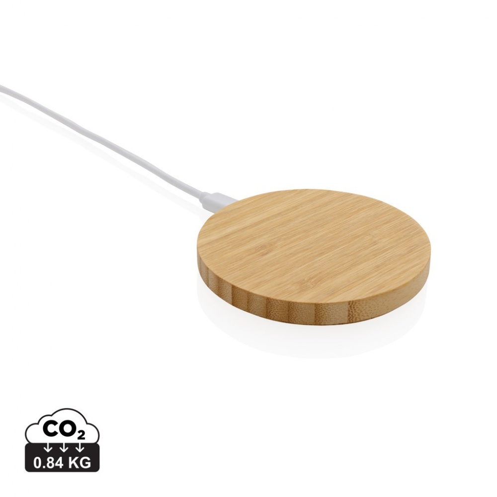 Logo trade promotional giveaway photo of: Bamboo 15W wireless charger