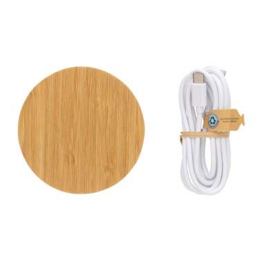 Logo trade promotional merchandise photo of: Bamboo 15W wireless charger