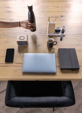 Logotrade corporate gift image of: Ontario recycled plastic & bamboo 3-in-1 wireless charger