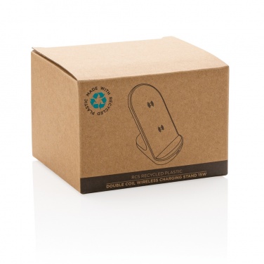 Logo trade promotional products image of: RCS recycled plastic double coil wireless stand 15W